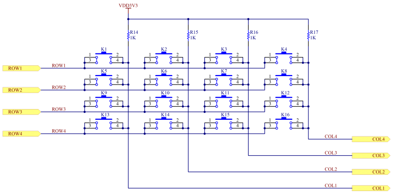 4x4矩阵键盘电路